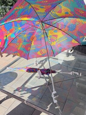 Two Unused 40" Clamp on Beach Chair Umbrellas